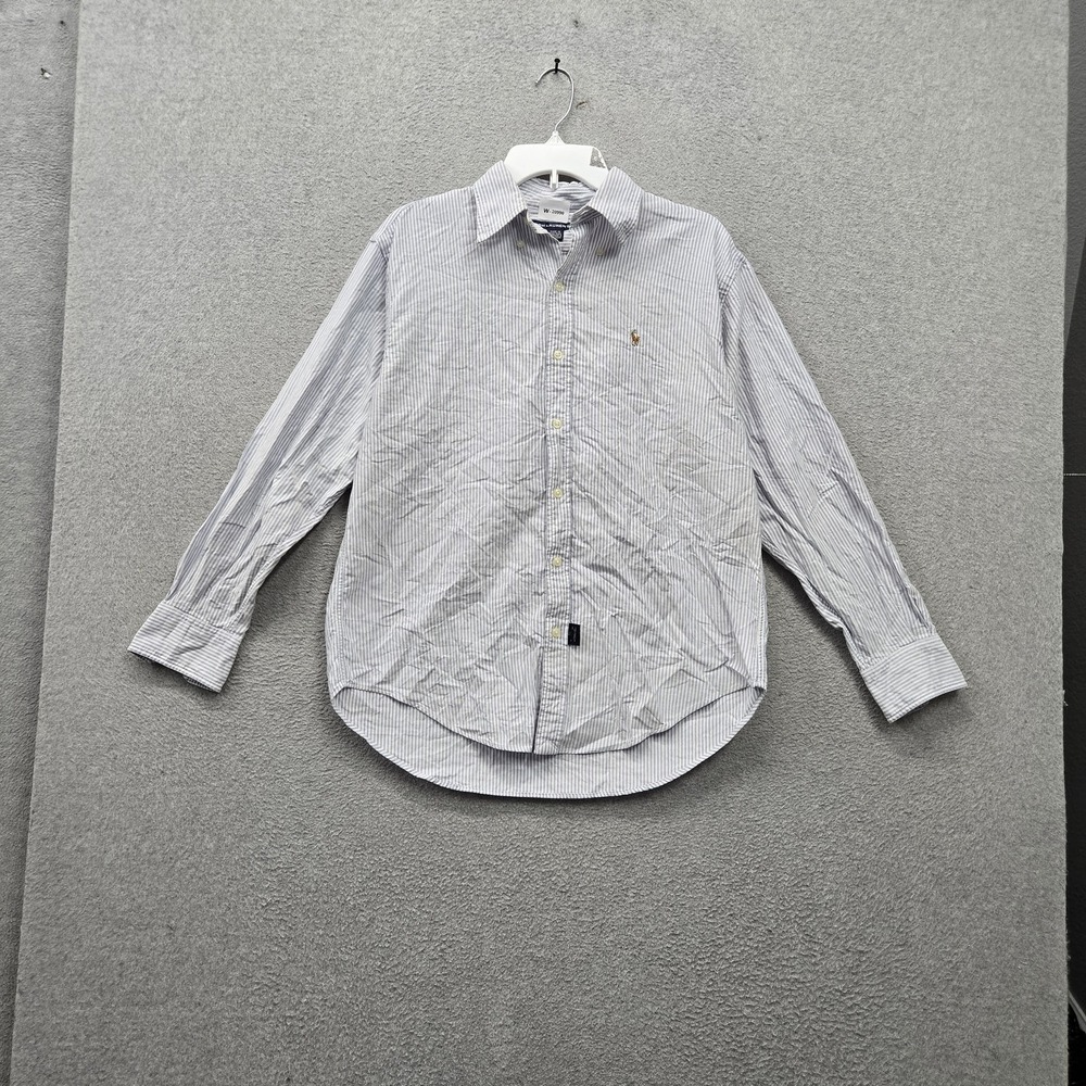 VINTAGE Ralph Lauren Sport Men Button Up Shirt L White Seersucker Casual Pony
